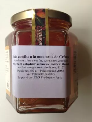 Lista de ingredientes del producto Moutarde Cremone Fruits Mixtes Rossetti 