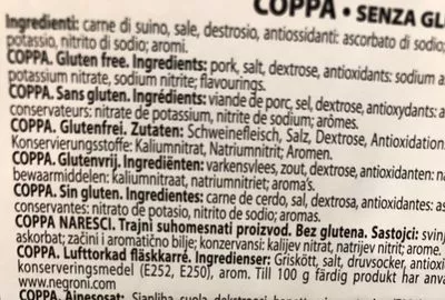 Lista de ingredientes del producto Coppa Negroni 