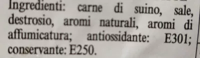 Lista de ingredientes del producto prosciutto cotto Praga qualità oro Gardani 130 g