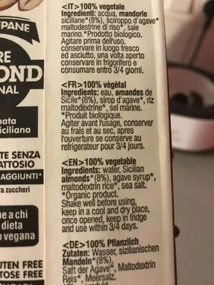 Lista de ingredientes del producto Lait d'amande  