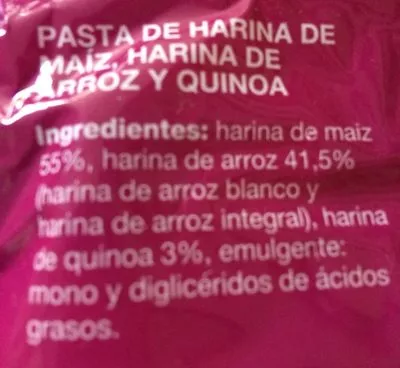 Lista de ingredientes del producto Macarrón con quinoa sin gluten Felicia 500gr.