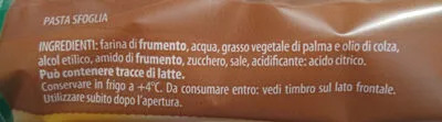 Lista de ingredientes del producto pasta sfoglia rotonda voglia di sfoglia 230 g