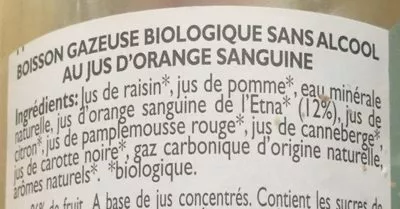 Lista de ingredientes del producto Soda à l'orange de l'Etna Bio Naturae 355 ml