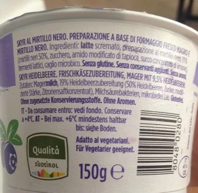 Lista de ingredientes del producto Skyr Mila 125 g