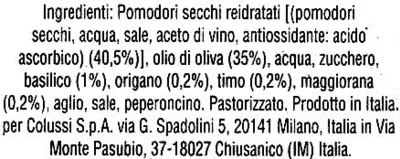 Lista de ingredientes del producto Pesto rosso Agnesi Agnesi 185 g