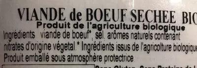 Lista de ingredientes del producto Bresaola Bio Valtellina IGP Citterio 80 g