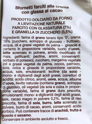 Lista de ingredientes del producto Sfornetti SfornaSole 252 g