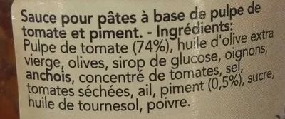 Lista de ingredientes del producto Sauce à l'Arrabiata L'Italie des Saveurs 180 g