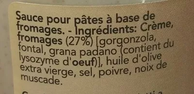 Lista de ingredientes del producto Sauce aux Fromages L'Italie des Saveurs 180 g