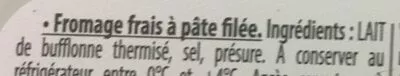 Lista de ingredientes del producto Mozzarella di Bufala Campana Dop L'Italie des Fromages, Galileo, Podere dei Leoni 120 g