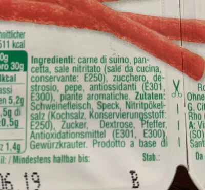 Lista de ingredientes del producto Gli Irresistibili Citterio Giuseppe Citterio,  CITTERIO 60 g (2x 30 g)