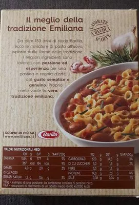 Lista de ingredientes del producto Emiliane farfalline Barilla 