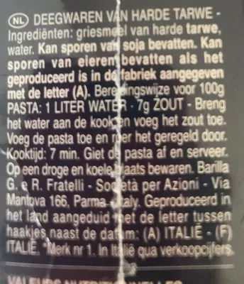 Lista de ingredientes del producto Lot pâtes Coquillettes x3 Barilla 1500 g