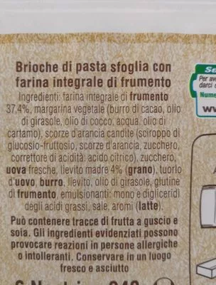 Lista de ingredientes del producto Nastrine integrale Barilla, Mulino bianco 240g