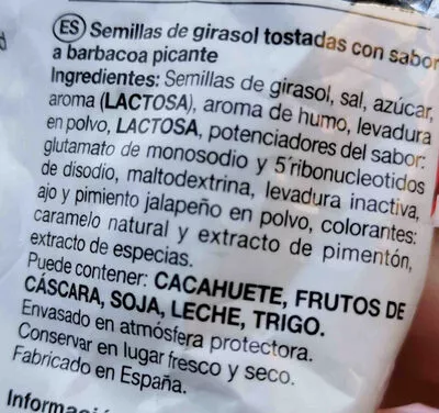 Lista de ingredientes del producto Pipas Grefusa Grefusa 