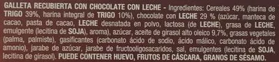 Lista de ingredientes del producto Galletas Digestive con chocolate con leche Fontaneda 