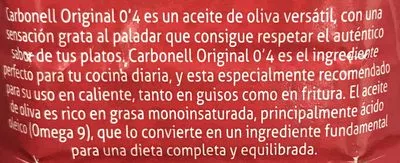 Lista de ingredientes del producto Aceite de Oliva Original 0.4 Carbonell 1 L