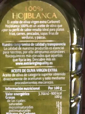 Lista de ingredientes del producto Aceite De Oliva Virgen Extra Hojiblanca Carbonell 