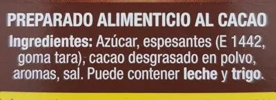 Lista de ingredientes del producto Cacao Paladin Sobre 33G 5U Paladin 