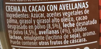 Lista de ingredientes del producto Nocilla Nocilla 