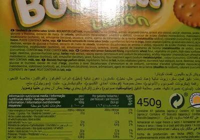 Lista de ingredientes del producto Bocaditos limon Cuetara 