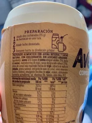 Lista de ingredientes del producto AvenaCao Cola Cao 