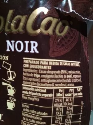 Lista de ingredientes del producto Cola Cao noir Cola Cao 