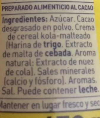 Lista de ingredientes del producto ColaCao Cola Cao 450 g