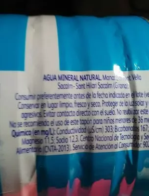 Lista de ingredientes del producto Agua font vella 