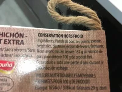 Lista de ingredientes del producto Salchichon - Fier Extra Espuña 170 g