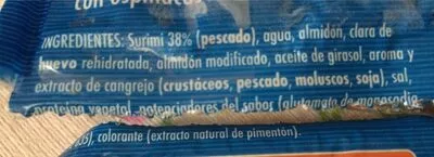 Lista de ingredientes del producto Tronquitos de surimi Pescanova 600 g