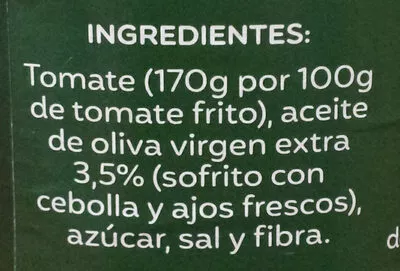 Lista de ingredientes del producto Tomate frito con aceite de oliva virgen extra Orlando 500 g