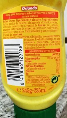 Lista de ingredientes del producto curry Heinz 