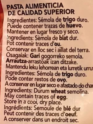 Lista de ingredientes del producto Pasta Gallo Fideus Perla gallo 