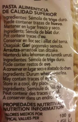 Lista de ingredientes del producto Fideua Gallo 