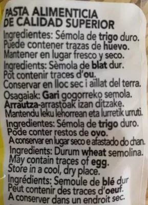 Lista de ingredientes del producto Fideo Nº2 Gallo 