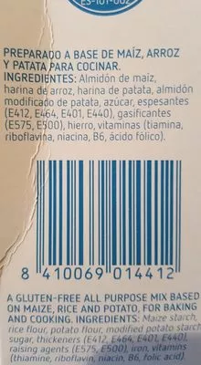 Lista de ingredientes del producto Gallo Harina Mix Sin Gluten Gallo 