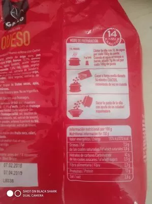 Lista de ingredientes del producto Tortellini queso Gallo 