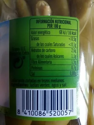 Lista de ingredientes del producto Judías Verdes Planas Ybarra 660 g