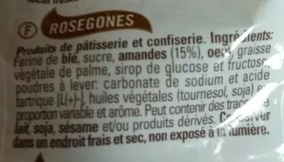 Lista de ingredientes del producto Rosegones con Almendras Dulcesol 250g