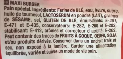 Lista de ingredientes del producto Maxi burger pain Dulcesol 