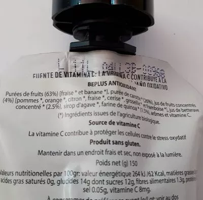 Lista de ingredientes del producto Bio smoothie biactivo antioxidante ecológico Be Plus 150g