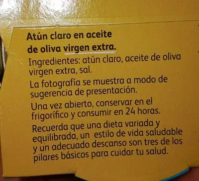 Lista de ingredientes del producto Atún claro en aceite de oliva virgen extra Calvo 