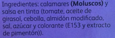 Lista de ingredientes del producto Calamares en tinta Calvo 