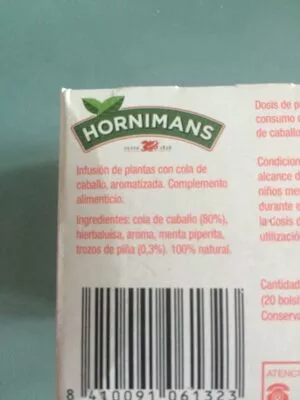 Lista de ingredientes del producto Cola de caballo Hornimans 