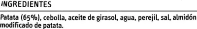 Lista de ingredientes del producto Verdeliss patatas panadera congeladas Findus 400 g