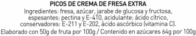 Lista de ingredientes del producto 8 Pico's crema de fresa Helios 170 g (8 x 21 g)