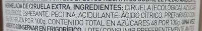 Lista de ingredientes del producto Mermelada de ciruela extra ecológica Helios 350 g, 314 ml