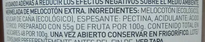 Lista de ingredientes del producto Mermelada de melocotón ecológica Helios 350 g, 314 ml