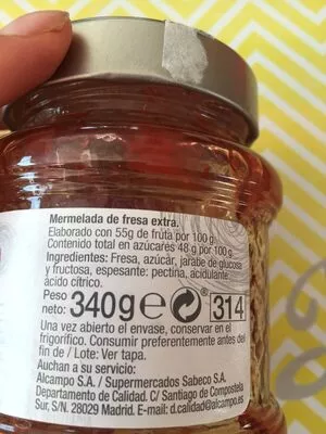 Lista de ingredientes del producto Mermelada extra de fresa Auchan 340 g